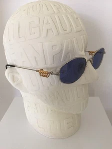 Vintage Jean Paul Gaultier JPG 56-5101 Sunglasses Silver With Blue Lenses Japan - Picture 1 of 12