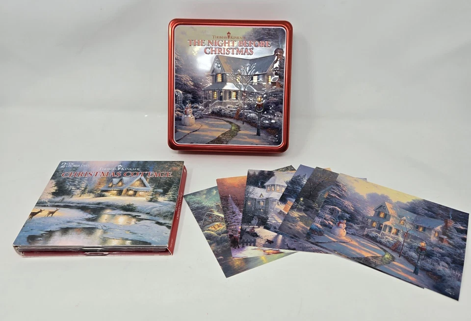 Thomas Kinkade The Night Before Christmas 2007 2 CD and DVD Tin 6 Postcards - Image 1 of 4