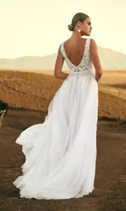 Kelsey Rose 'Noah' Wedding Dress Ivory Lace Tulle Size 12 - Picture 1 of 24