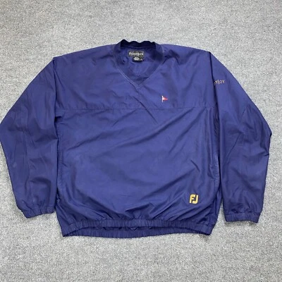 Footjoy FJ Golf Windshirt Jacket Mens L Blue V Neck Pullover Windbreaker - Image 1 of 4