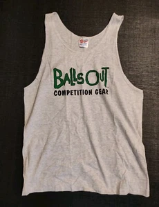 Balls Out Competition Gear Gray Tank Top Hanes Heavyweight Medium - Picture 1 of 4