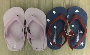2 pr Old Navy Kids Flip Flops Size 7~LAVENDER & Red/White Stars/Blue NWT - Photo 1/1