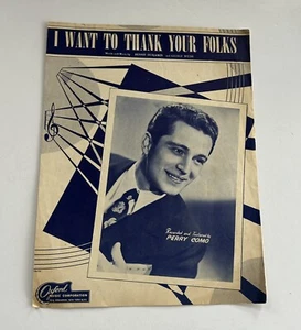 I WANT TO THANK YOUR FOLKS  Vintage SHEET MUSIC 1947 PERRY COMO - Picture 1 of 2