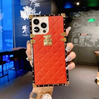 Luxury Diamond Chequer Leather Case Cover for iPhone 11 12 13 14 7 8 XS - Image 1 of 4