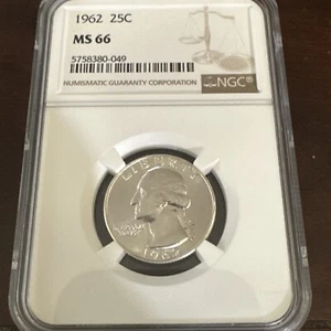 1962 WASHINGTON 25c QUARTER NGC MS66 - Picture 1 of 3