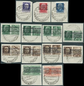 1943 OCCUPAZIONE TEDESCA ZARA USATO SOPRASTAMPATO ZARA 13 VALORI CERTIFICATO 176 - Picture 1 of 2