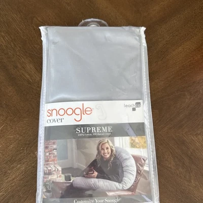 LEACHCO Snoogle Cover Supreme 灰色有机毛绒去除洗涤孕期枕头 — 第 1/4 张图片