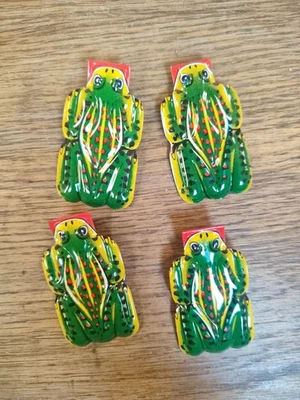 LOT 4 CLAKERS GRENouille Vintage Tôle Lithographiée - JOUET CLAC-CLAC ÉTAT NEUF - Photo 1/4