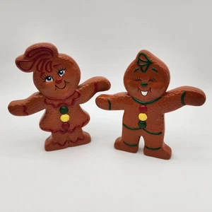 Vintage Ceramic Gingerbread Man and Woman Christmas Holiday Figurines 8" - Picture 1 of 12