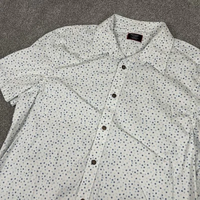 Camisa UNTUCKit Hombres XL Calce Ajustado Manga Corta Algodón Elastizado Azul Punto Estampado Informal Foto 1 de 4