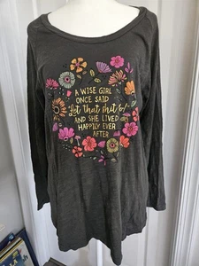 Natural Life "Let That S*** Go" Womens Long Sleeve Cotton T Shirt Size M - Picture 1 of 3
