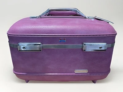 Vtg American Tourister Purple w/Pink Lining  14” Train Case Style 1000 - Image 1 of 4