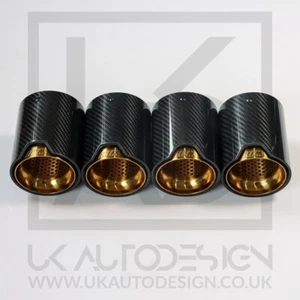 4 x BMW M5/M8 M Performance Gold Carbon Fibre Exhaust Tips (F90/F91/F92/F93) - Picture 1 of 7