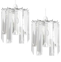 Pair of Modern Clear Acrylic Crystal Easy Fit Ceiling Light Shades Chandeliers