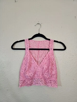 Sujetador bralette Soma para mujer rosa floral de encaje elástico cuello en V espalda deportiva talla XL Foto 1 de 4