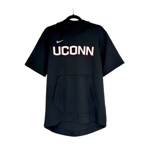 NWOT UConn Huskies Nike Mens Dri-Fit Short Sleeve Black Hoodie Size M Basketball - Picture 1 of 6