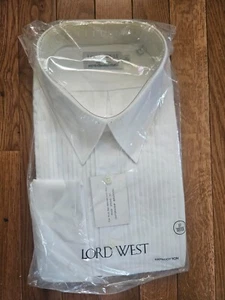 SIZE 17 32/33 LORD WEST White Long Sleeve Dress Shirt Lot #528 - Picture 1 of 3