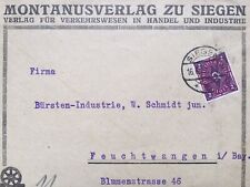 Deutsches Reich 1922 Brief Posthorn 191 / Montanusverlag Siegen - Feuchtwangen