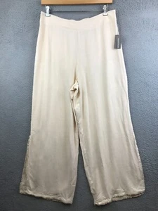 New Wide Leg Linen Blend Pants Light Tan By Soft Surroundings size L - Picture 1 of 12