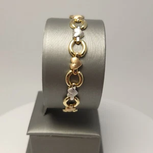 Echtes 14K Tri-Color Gold Herz Armband | 7" | 9,3 mm | 8,2 g - Bild 1 von 4