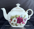 Vintage Ruby Wedding Teapot Square White Flowers Design 15cm Gold Edges Gift