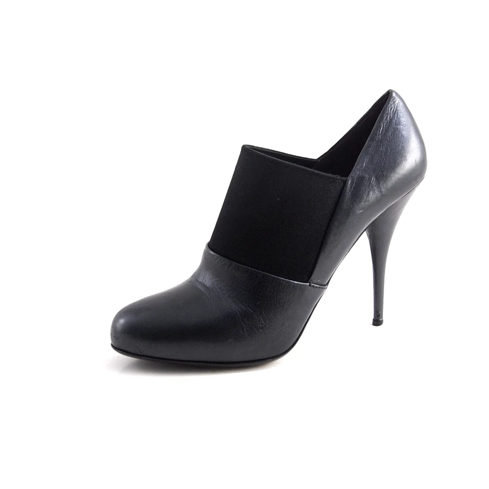 Botines Miu Miu Tacones De Cuero Negro Para Mujeres Talla US 9 EU 39 - Imagen 1 de 4