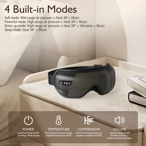 Bluetooth Eye Massager with Heat - Instant Migraine & Stress Relief - Picture 1 of 14