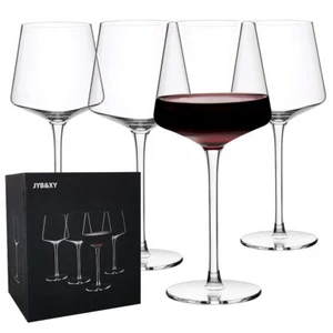 Red Wine Glasses Set of 4-Hand Blown Italian Crystal Bordeaux 22Oz Wine Glass... - Picture 1 of 7