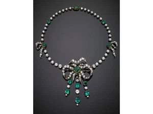 Syn Emerald Festoon Necklace 925 Sterling Silver Glamorous High Auction Jewelry - Picture 1 of 7
