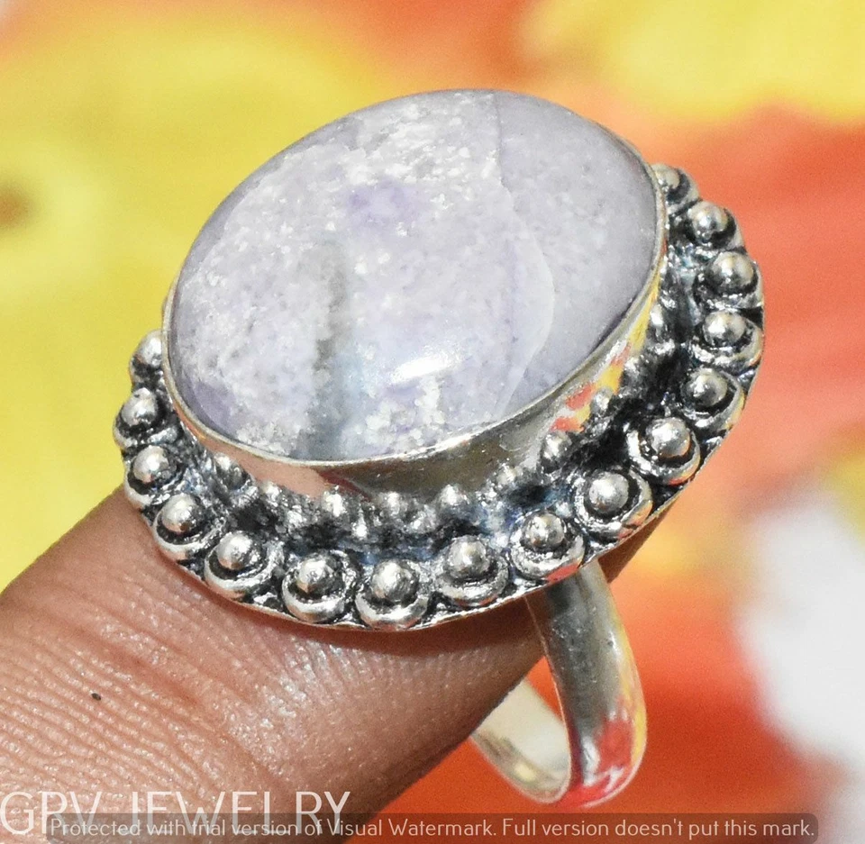 Porcelain Jasper Gemstone Ring 925 Silver Overlay Us Size 9" U300-H146 - Image 1 of 1