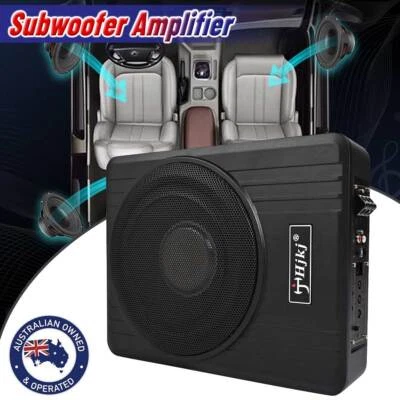 HJKJ 12V 10" 600W Car Subwoofer Active Bass Box Audio Sub Speaker Amplifier Underseat