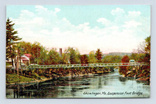 SKOWHEGAN, MAINE NICE OLD VIEW OF THE SUSPENSION FOOT BRIDGE POSTCARD (H-4-2)