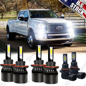 For Ford F250 F350 F450 2005-2019 - 6X White LED Headlight Hi-Lo Fog Light Bulbs - Picture 1 of 12