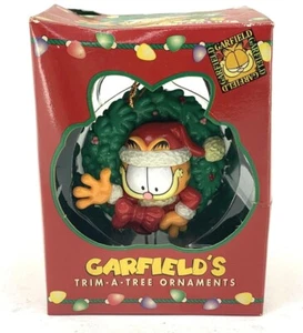 1996 NOS Garfield Wreath Christmas Ornament Paws Trim-A-Tree - Picture 1 of 7