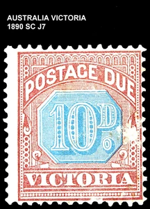 VICTORIA 1890 SC J7 QUEEN VICTORIA 10p CLARET & BLUE MHR FINE - Picture 1 of 2