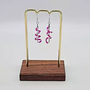 Baumelnde Ohrringe Hot Pink & Klar Spirale Rocailles - Bild 1 von 8