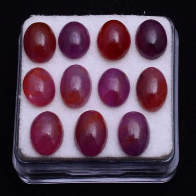 11 Pcs Natural Ruby 9.05mm-10.21mm Oval Cabochon Untreated Red Loose Gemstones - Image 1 of 4