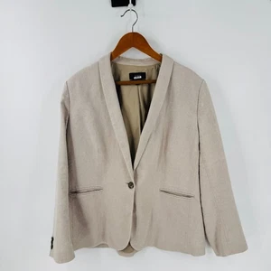 J. Blazer Crew Parke Beige Mezcla de Lino Elastizado Chaqueta de un solo botón Talla 20 - Imagen 1 de 9