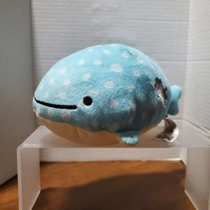 Jinbesan Blue White Polka Dot Whale Shark Jellyfish Cat Plush Stuffed Toy 9" - Picture 1 of 10