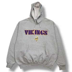 VINTAGE MINNESOTA VIKINGS HOODIE 2XL XXL SPELL OUT SWEATSHIRT PULLOVER MAJESTIC - Bild 1 von 3