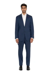 $5800 ISAIA NAPOLI Blue Hand-Sewn Checks Suit Fine Wool / Silk  7R ( Regular) - Picture 1 of 9