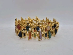 Gold plated metal braclet vintage 19cm x 3.5cm 96 grams - Foto 1 di 8