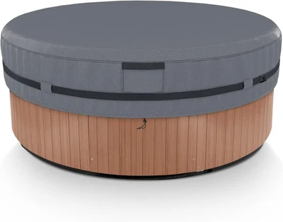 Cubierta redonda para bañera de hidromasaje, poliéster 600D impermeable para bañera de hidromasaje, protección UV y viento Foto 1 de 4