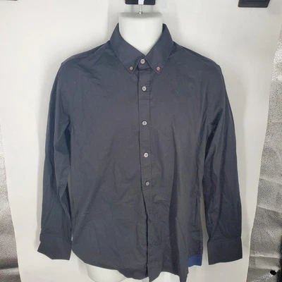 Camisa Five Four Para Hombre Mediana Negra Cuello Abotonado Manga Larga Informal Oficina Foto 1 de 4