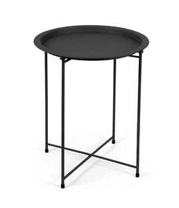 TAVOLO TAVOLINO TONDO CAFFè DIVANO SALOTTO METALLO NERO MODERNO PIEGHEVOLE 51*47 - Foto 1 di 5