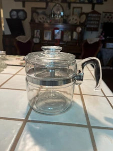 VINTAGE PYREX FLAMEWARE 6 CUP COFFEE COMPLETE-CLEAN - Picture 1 of 3