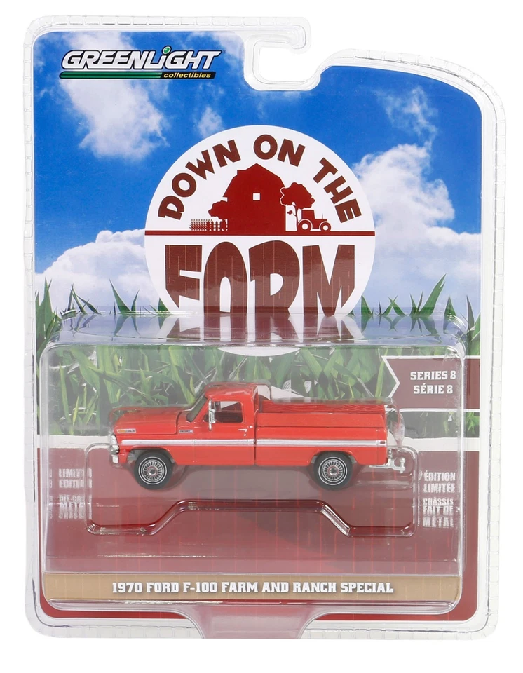 1:64 GreenLight *DOWN ON THE FARM 8* Red 1970 Ford F-100 Farm Special Pickup NIP - Image 1 of 1