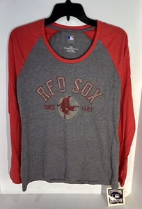 Boston Red Sox MLB Baseball Womens Grey Long Sleeve Shirt MEDIUM - Picture 1 of 6