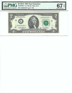 2013 $2 FRN FR1940-L* PMG 67 EPQ, San Francisco * Note S/N L04016124*!!! - Picture 1 of 2