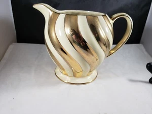 Lumbre vintage Sadler England a rayas doradas y cremas 1 jarra Qrt - Imagen 1 de 7